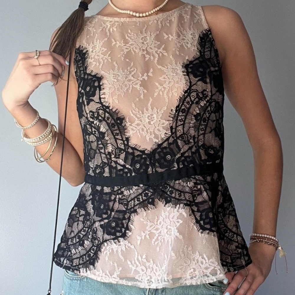 Ann Taylor Loft Blush Lace Tank Top Blouse